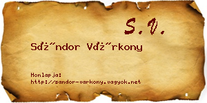Sándor Várkony névjegykártya